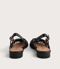 Amelia Black Leather Flats