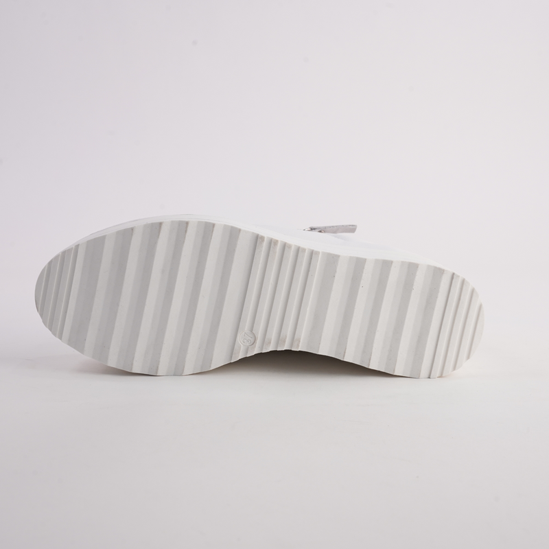 Nabie White/ White Sole Leather Sneakers