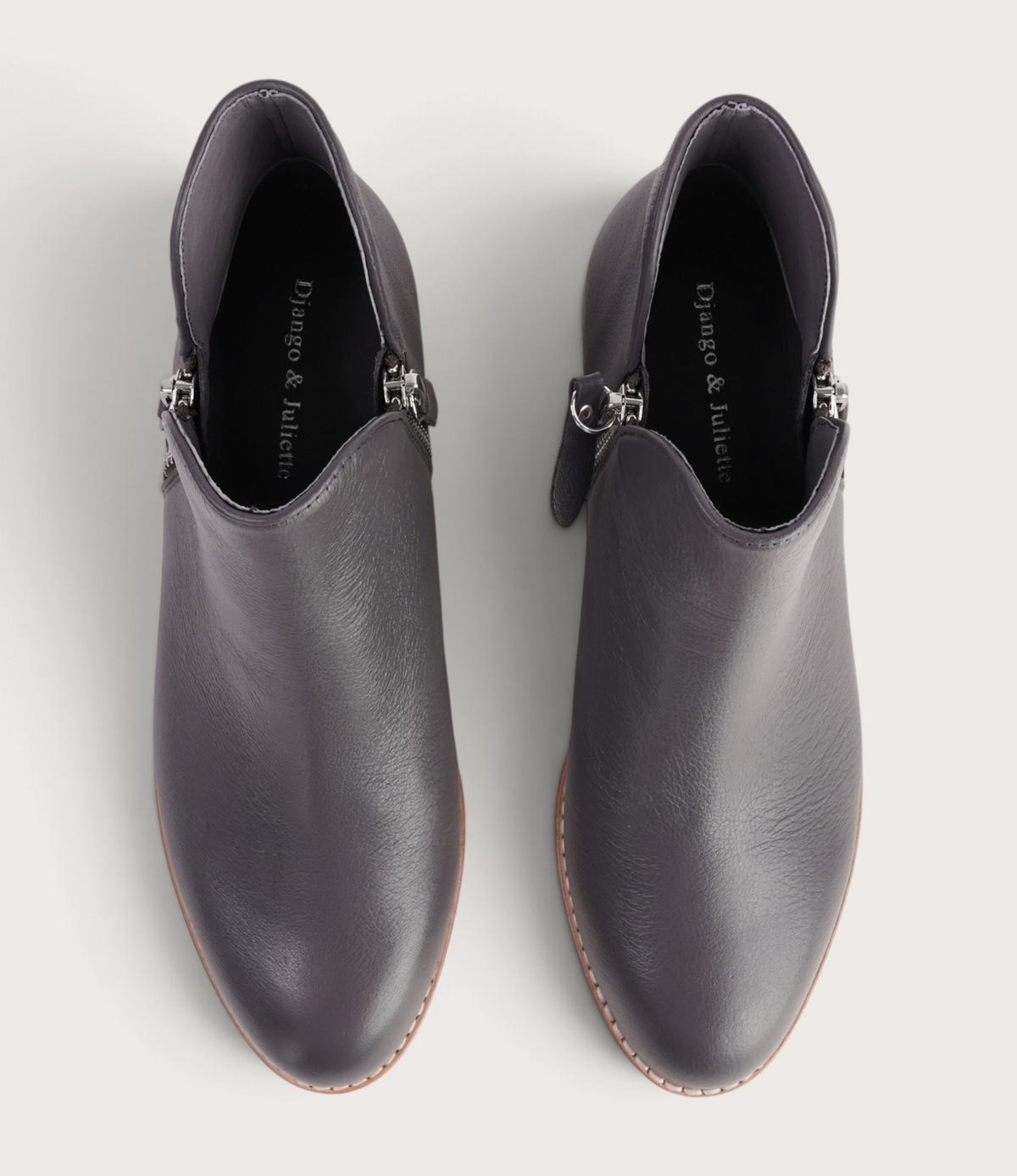 Noves New Charcoal Leather Ankle Boots - DJANGO AND JULIETTE | Shouz