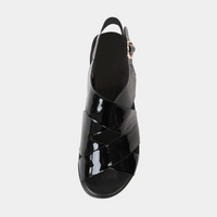 Riku Black Patent Leather Wedge Sandals