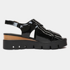 Riku Black Patent Leather Wedge Sandals