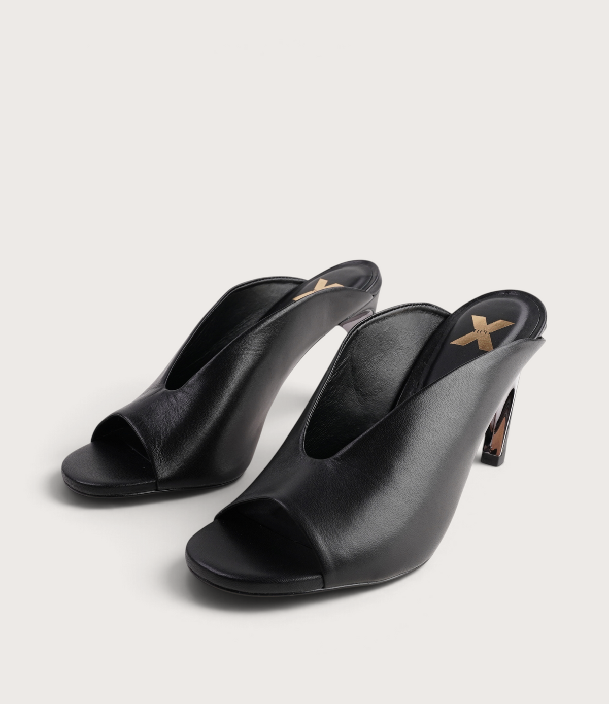 Xalina Black Leather Heels - NU BY NEO | Shouz