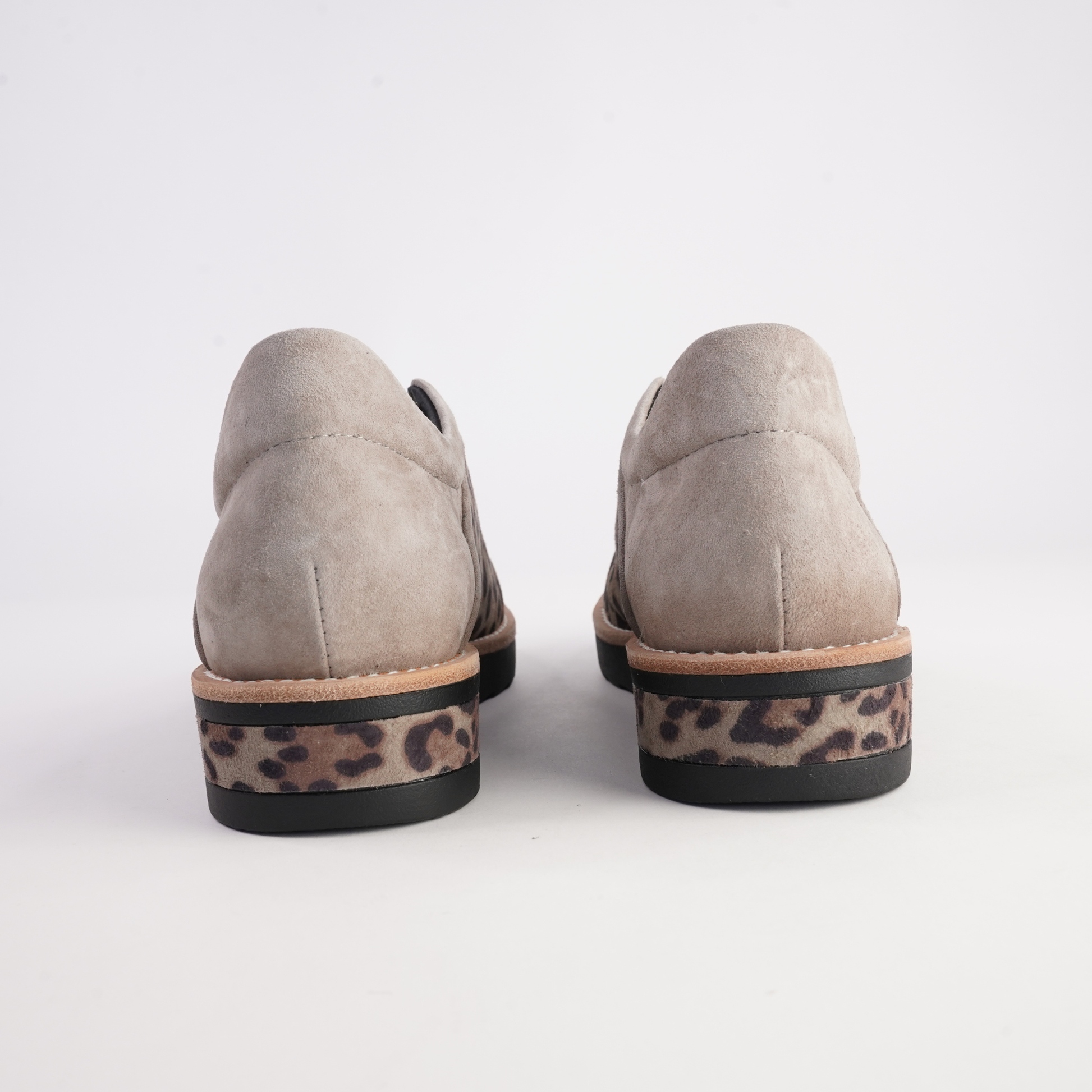 Reinys Taupe Leopard Suede Multi Leather Flats - DJANGO AND JULIETTE | Shouz