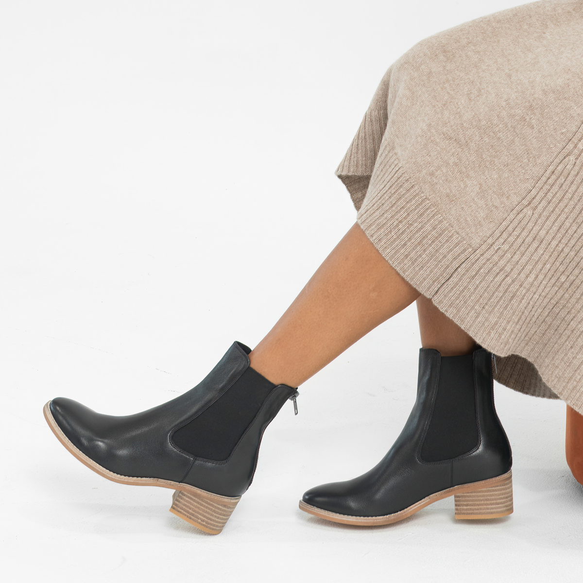 Panord Black/ Natural Heel Leather Ankle Boots - DJANGO AND JULIETTE | Shouz
