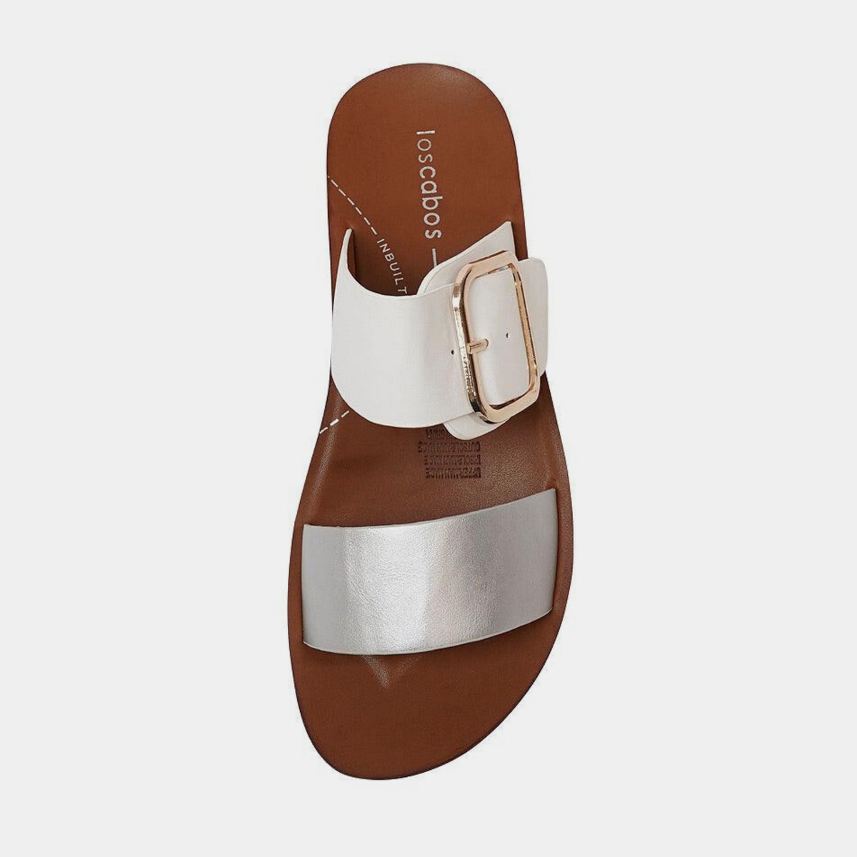 Doti Silver/ White Slides - LOS CABOS | Shouz