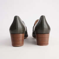 Hatena Dark Olive Leather Heels - EOS FOOTWEAR | Shouz