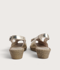 Erica Platino Leather Espadrille Wedges