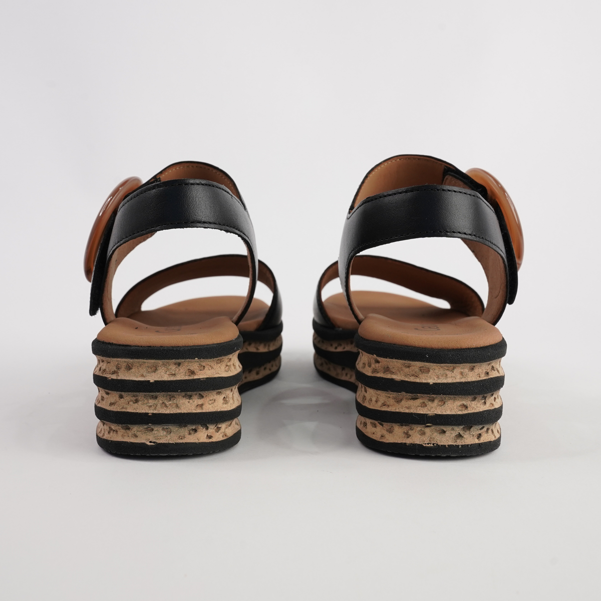 Margo Black Leather Sandals - GABOR | Shouz