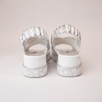 Debacle White/Silver Leather Sandals