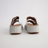 Solena White Leather Slides