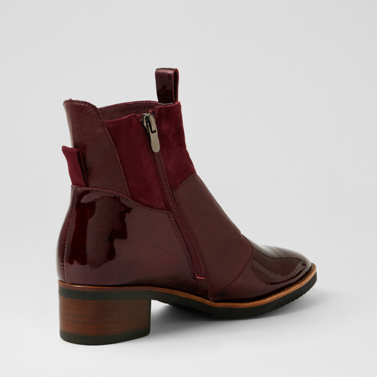 Traigs Burgundy Mix Leather Ankle Boots - DJANGO AND JULIETTE | Shouz