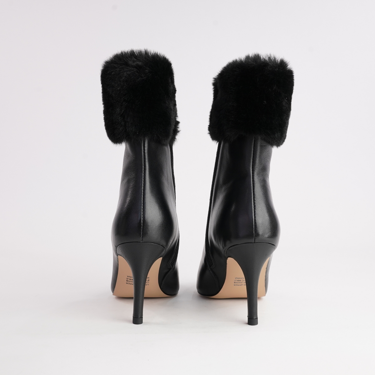 Belos Black Leather/ Fur Ankle Boots