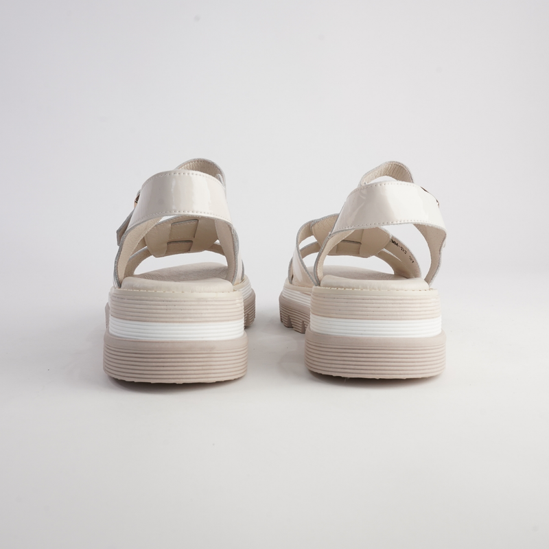 Simm Ivory Patent Leather Sandals