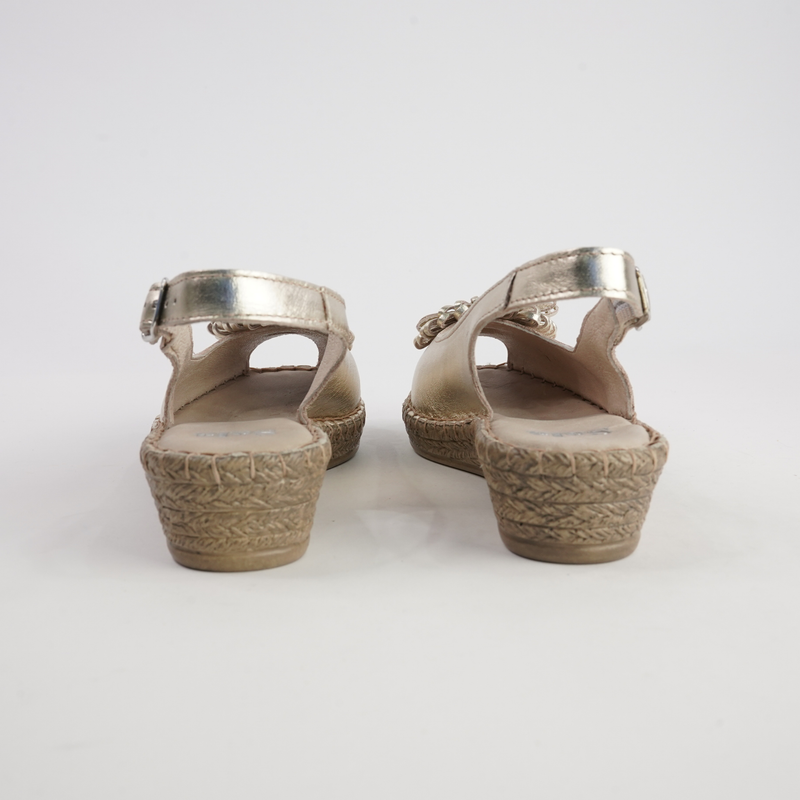 Erica Platino Leather Espadrille Wedges