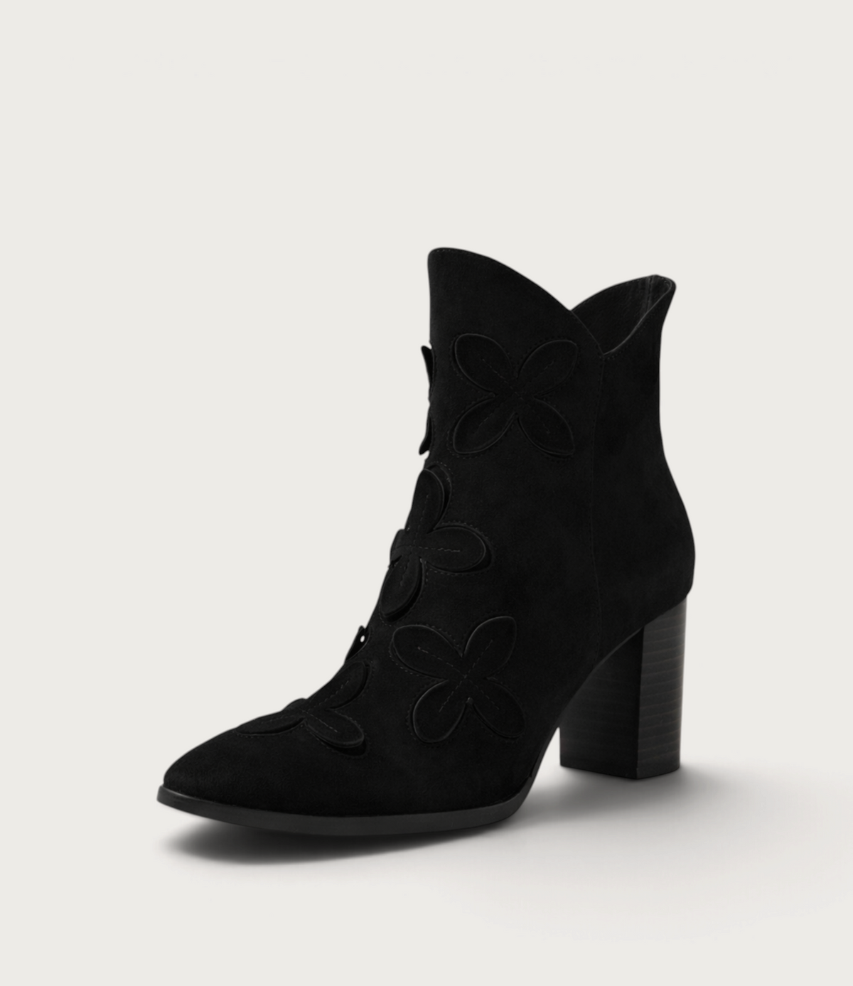 Alderte Black Suede/ Black Heel Ankle Boots