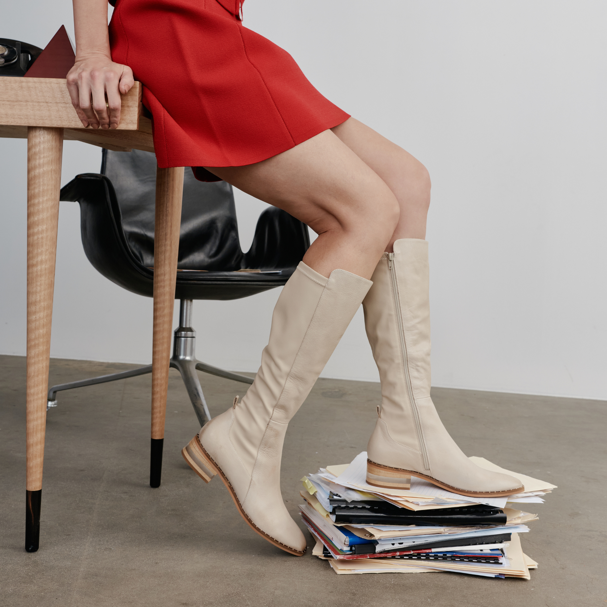 Folmy Vanilla Leather Knee High Boots - DJANGO AND JULIETTE | Shouz
