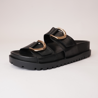 Ullana Black Leather Slides