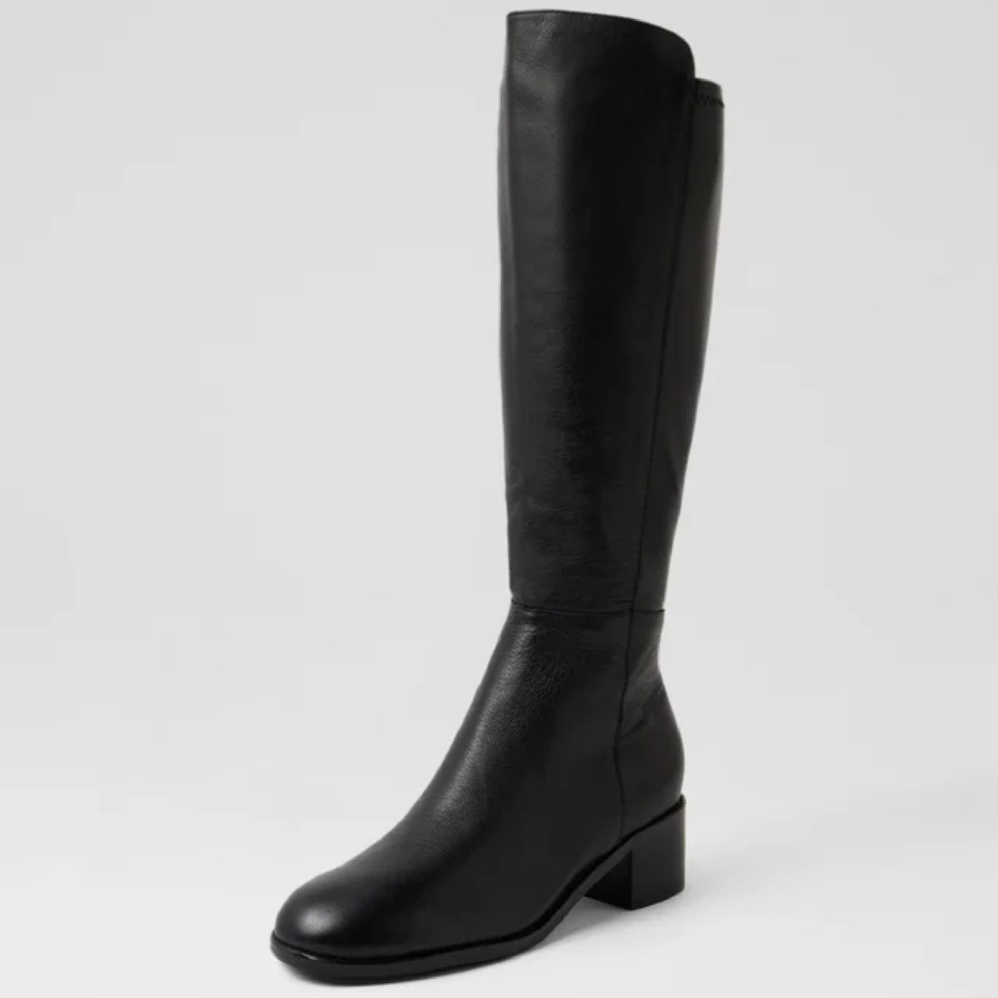 Ronel Black Leather Stretch/ Black Microsuede Knee High Boots - DJANGO AND JULIETTE | Shouz