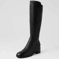 Ronel Black Leather Stretch/ Black Microsuede Knee High Boots - DJANGO AND JULIETTE | Shouz