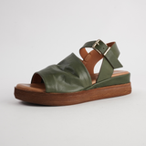 Positano Dark Olive Leather Sandals