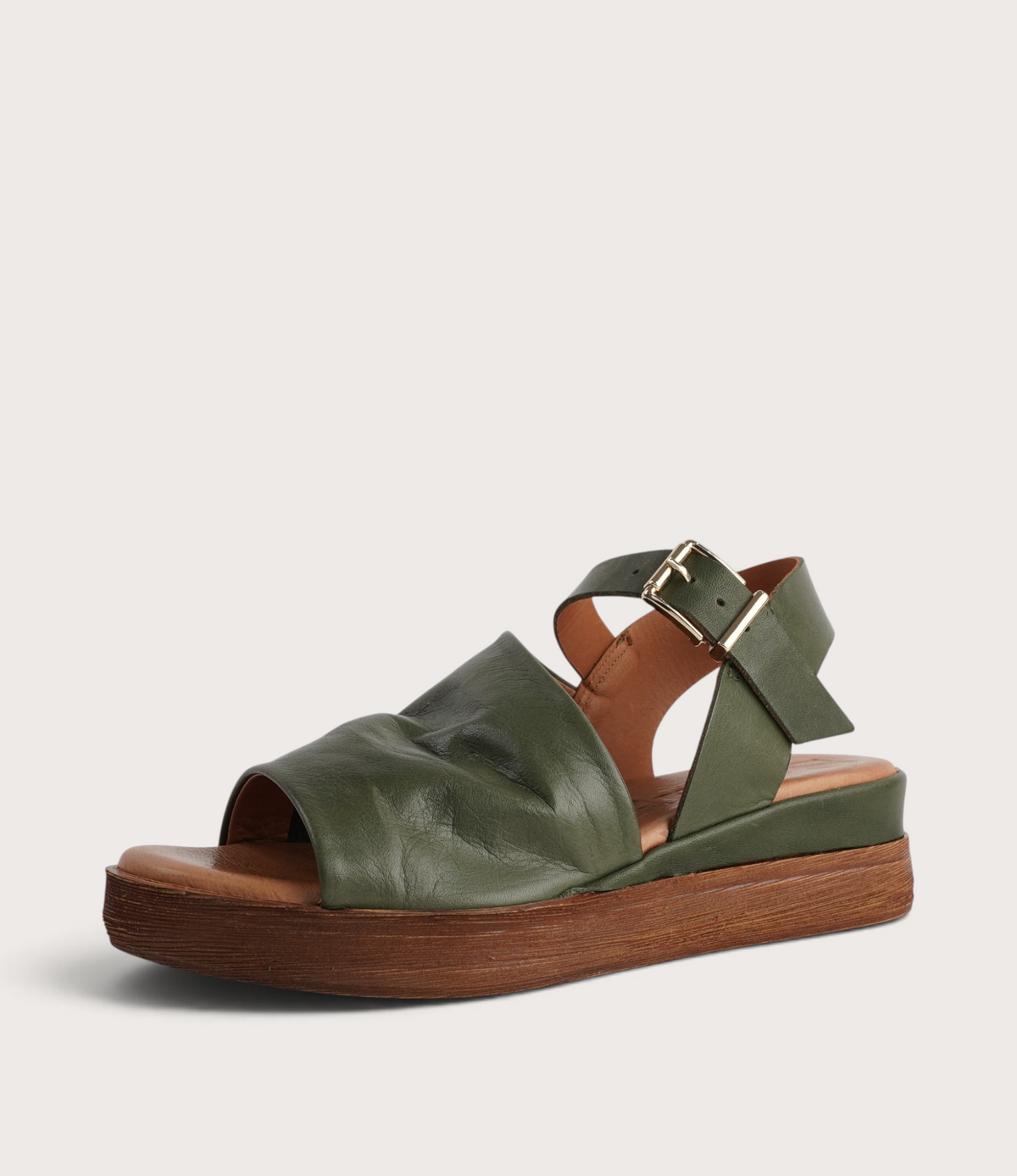 Positano Dark Olive Leather Sandals