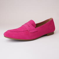 Libby Pink Suede Leather Loafers