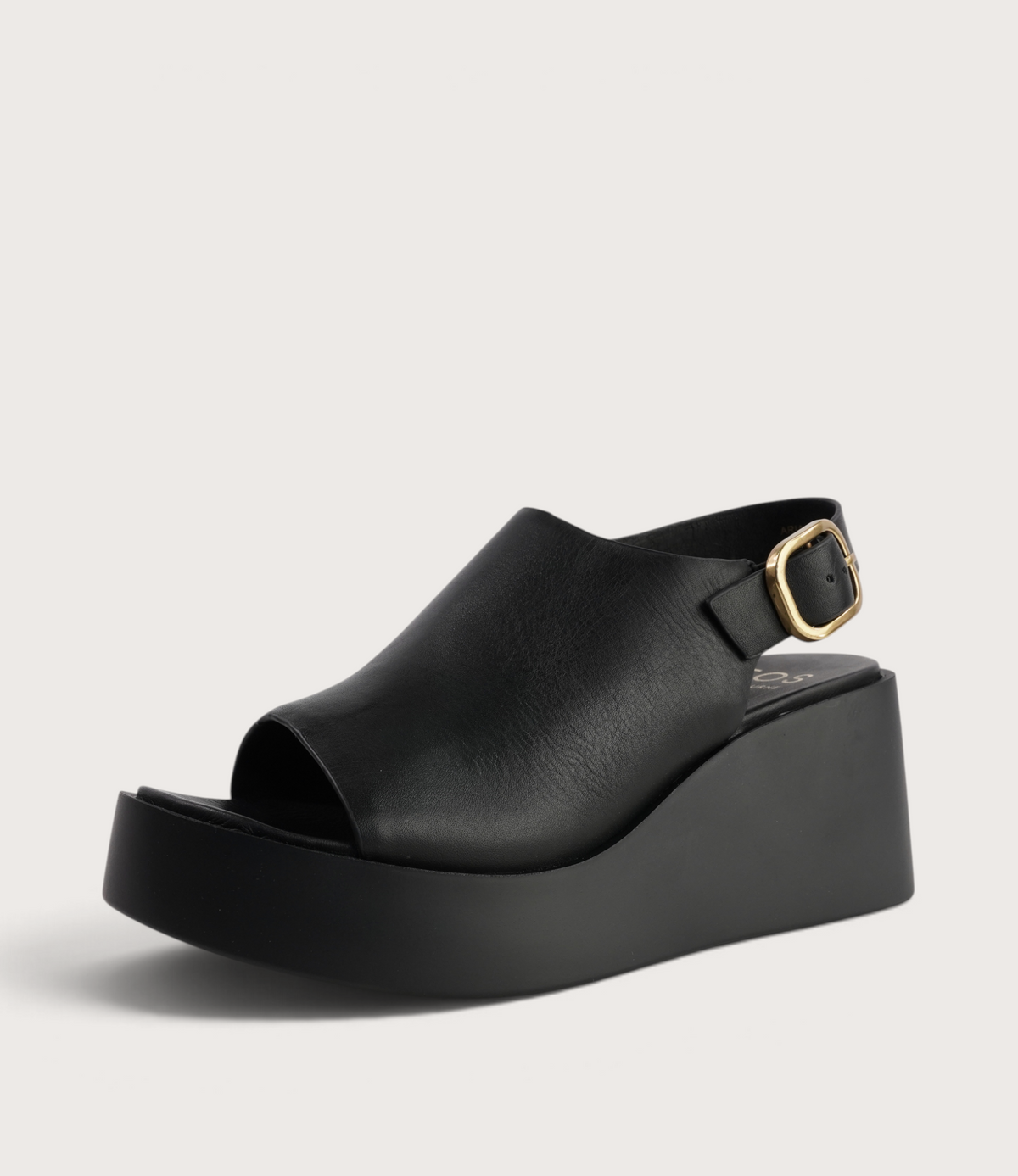 Ariani Black Leather Wedges