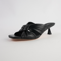 Kineta Black Leather Heels