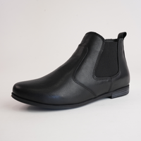 Crystal Black Leather Ankle Boots