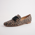 Socoros Camel Leopard Leather Loafers