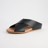Harli Black Leather Slides
