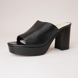 Ordos Black Leather Heels