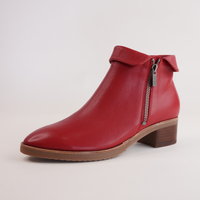 Twotimes Dark Red Leather Ankle Boots