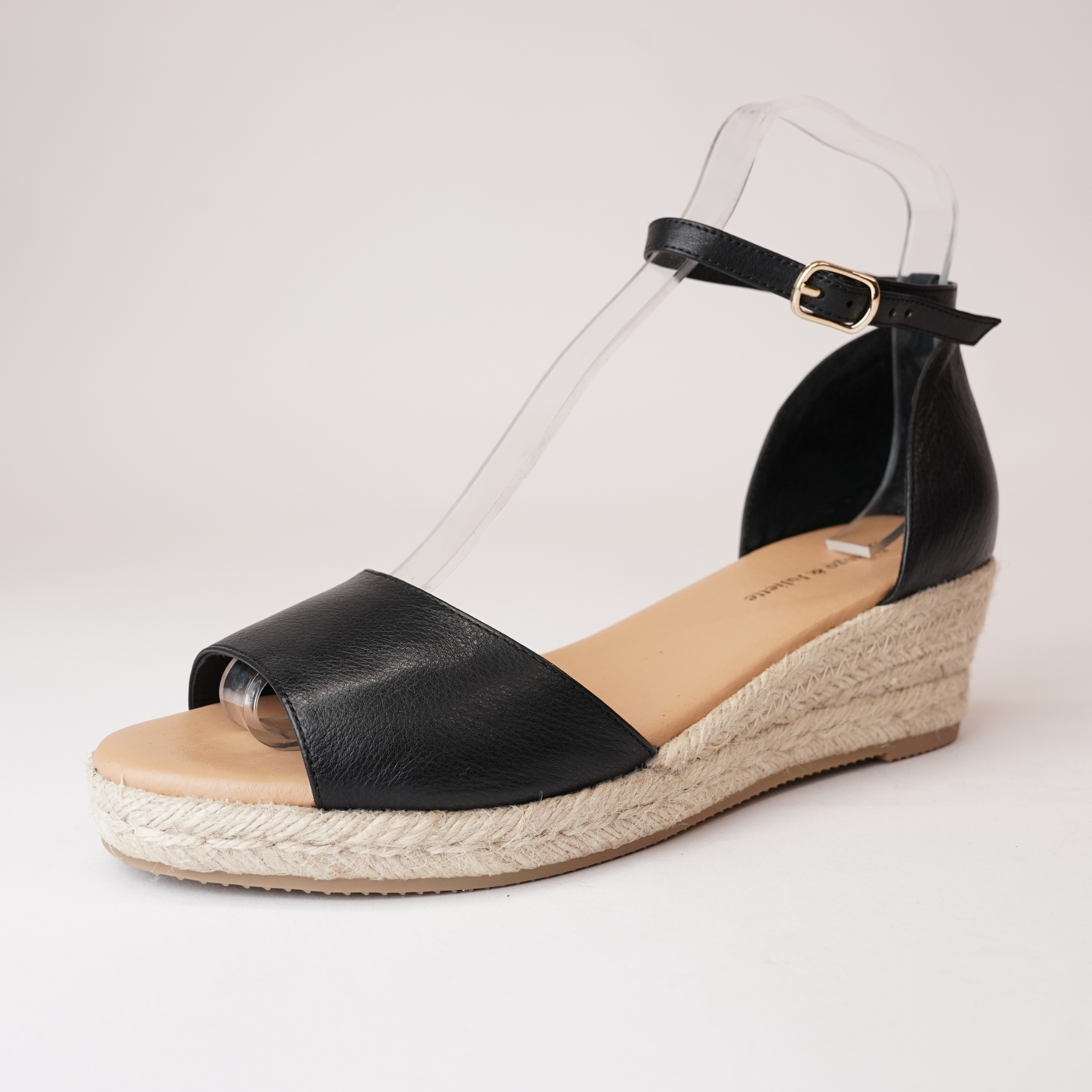 Saint Laurent - Tribute Black Leather Espadrille Wedge, 95mm