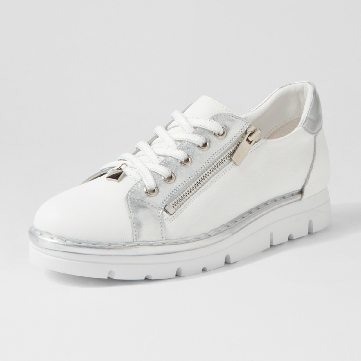 Elos White/silver Leather Sneakers - TOP END | Shouz