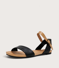 Jinnit Black/ Tan Leather Sandals