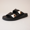 Redding Black Leather Slides