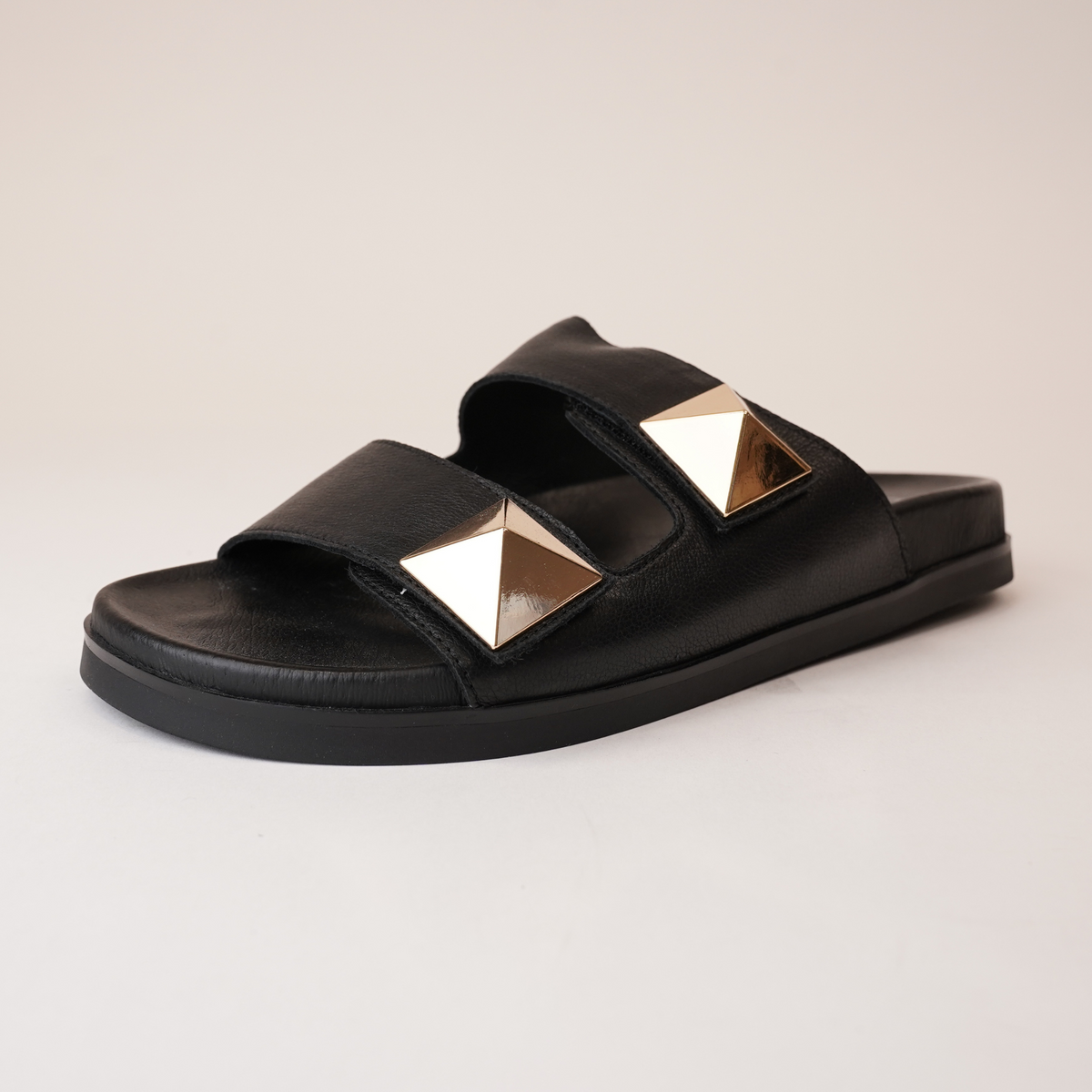 Redding Black Leather Slides - TOP END | Shouz