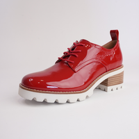 Daya Red Crinkle Patent Leather Loafers