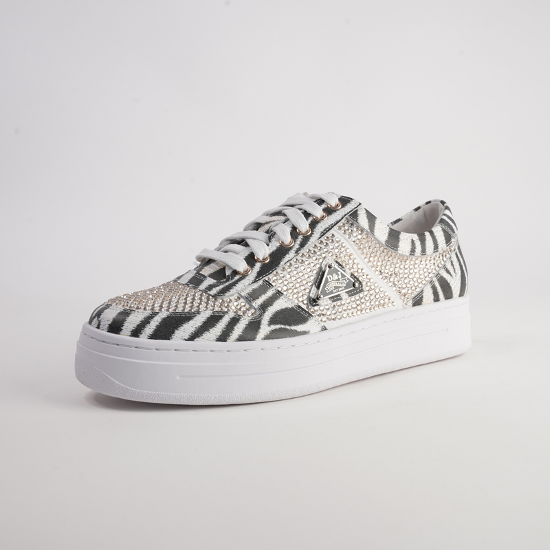 Nenna Zebra Leather/ Gold Jewels Leather Sneakers