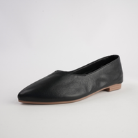 Celeste Black Leather Ballet Flats