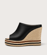 Bob Black Leather Wedges