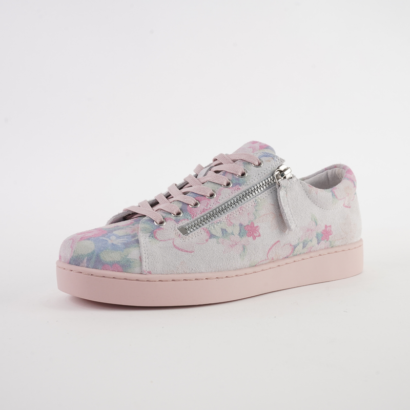 Jelorias Pastel Floral/ Pink Sole Leather Sneakers