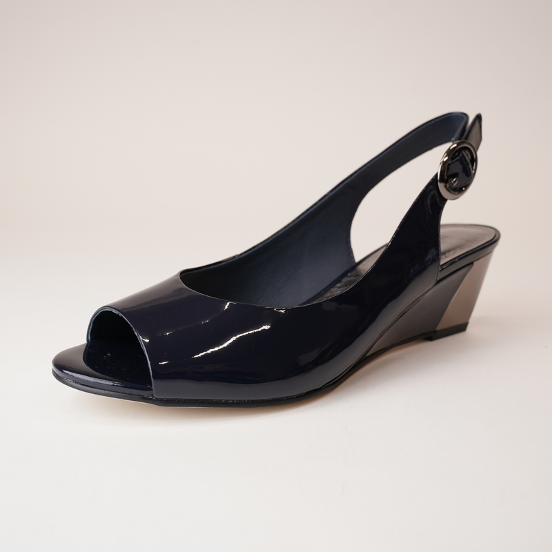 Raite Navy Patent Leather Wedges