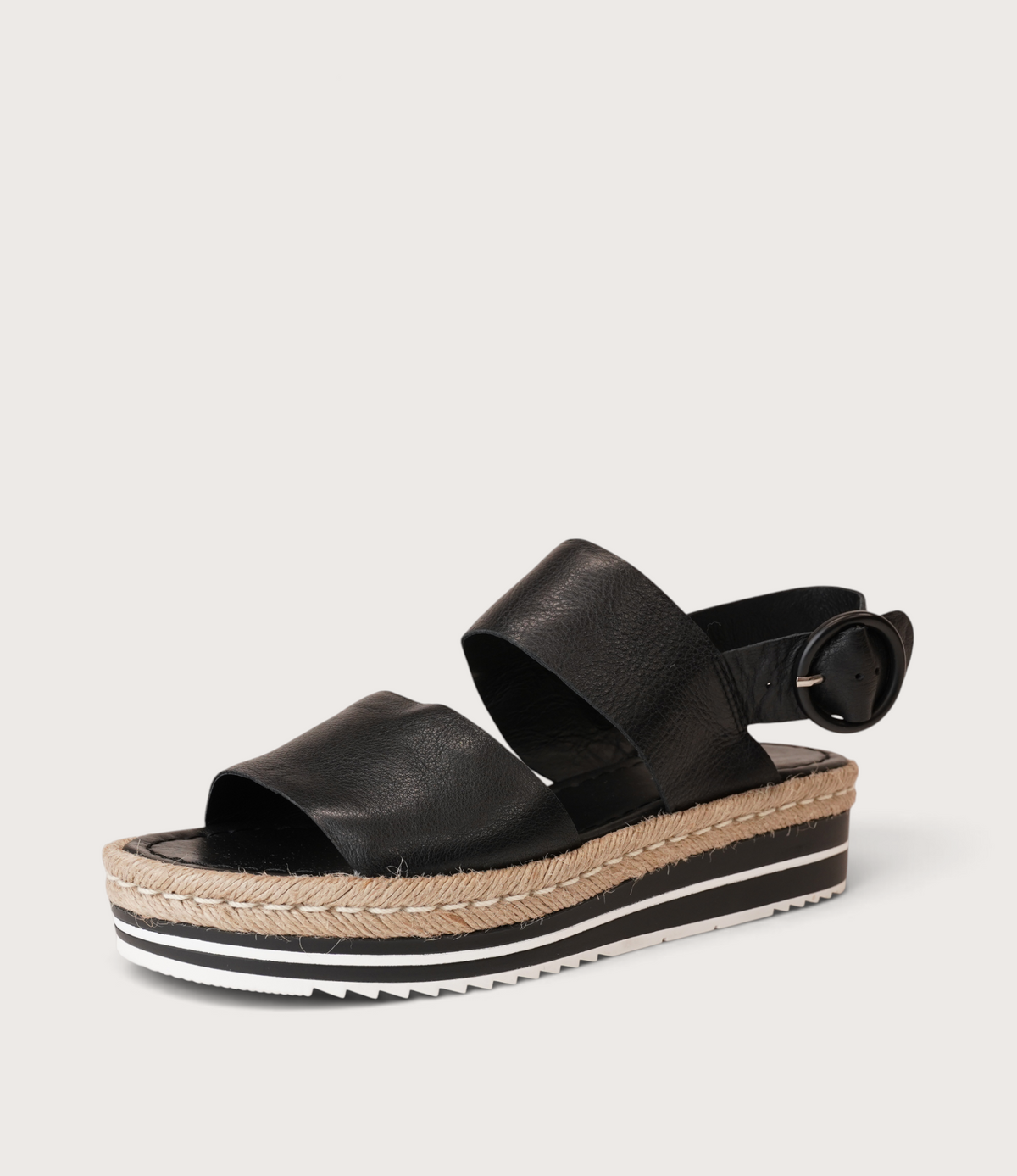 Atha Black Leather Sandals