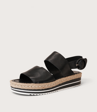 Atha Black Leather Sandals