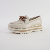 Eggey Milk Leather Ivory/ Raffia Loafers