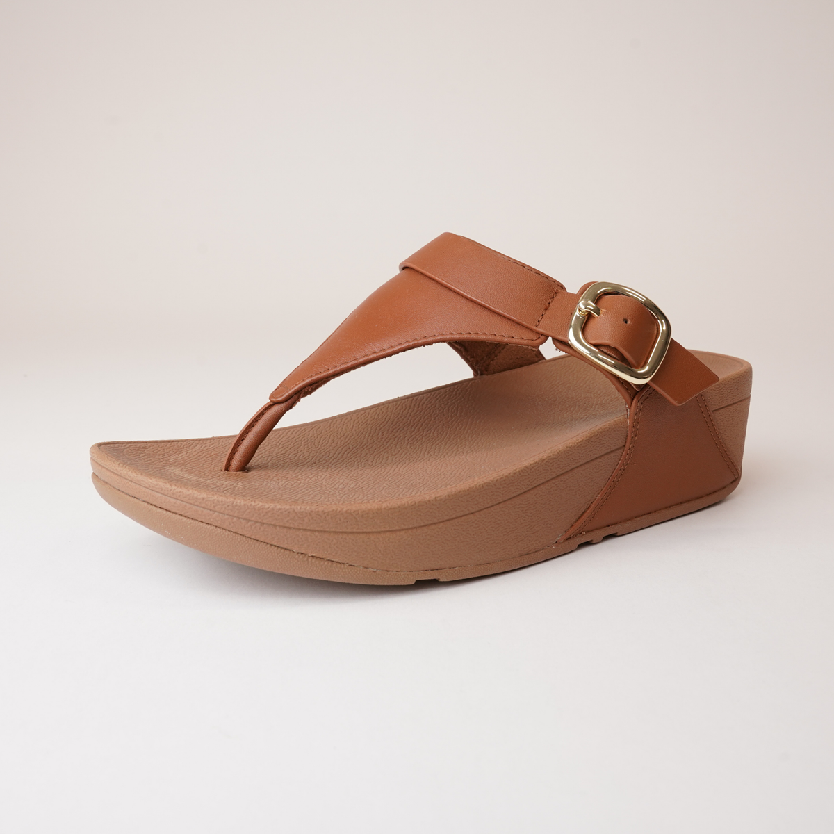 Lulu Adjustable Leather Toe Post Tan Sandals - FITFLOP | Shouz