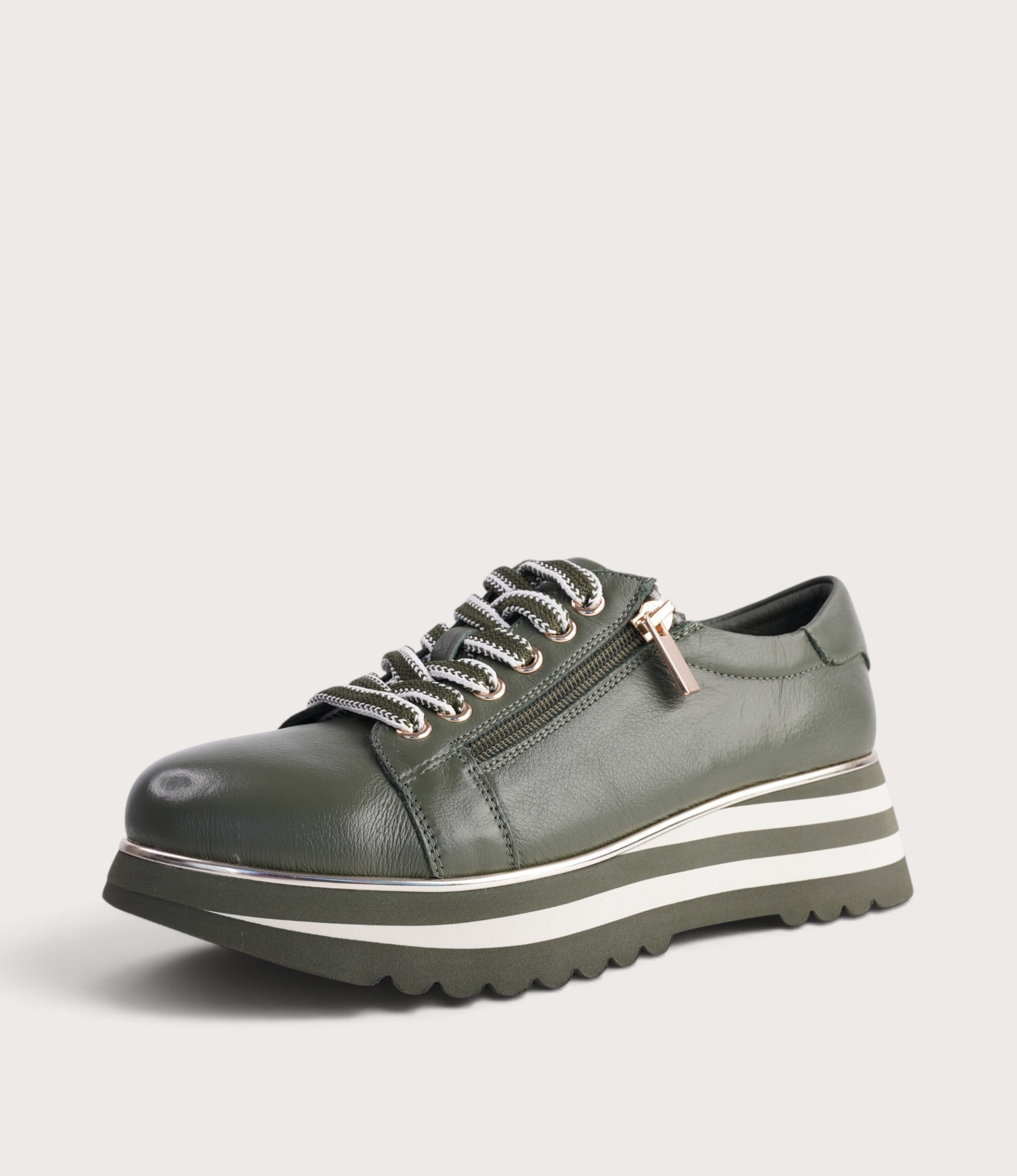 Eammes Olive/ Milk Leather Sneakers