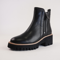 Waizey Black Leather Ankle Boots